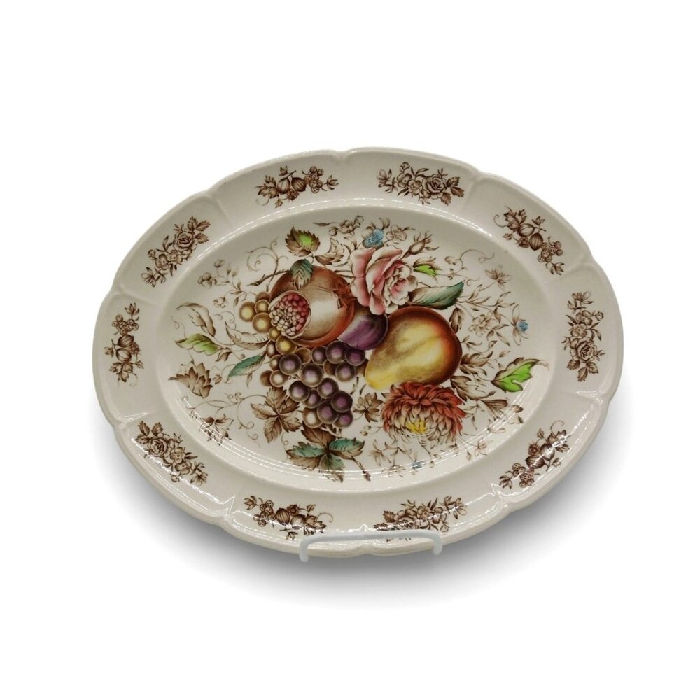 Johnson Bros Windsor Fruit Platter Floral Vintage 14"